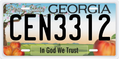 GA license plate CEN3312