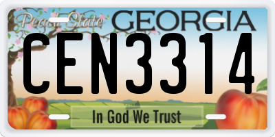 GA license plate CEN3314