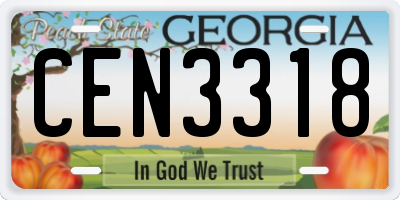 GA license plate CEN3318