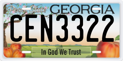 GA license plate CEN3322