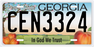 GA license plate CEN3324