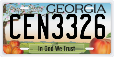 GA license plate CEN3326