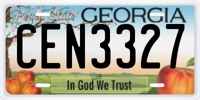 GA license plate CEN3327