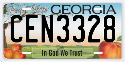 GA license plate CEN3328