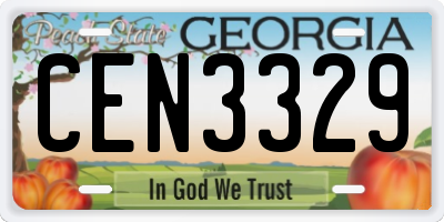 GA license plate CEN3329