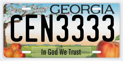 GA license plate CEN3333