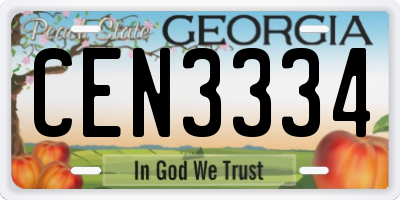 GA license plate CEN3334