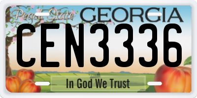 GA license plate CEN3336
