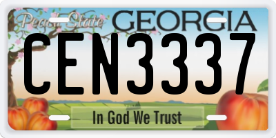 GA license plate CEN3337