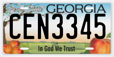 GA license plate CEN3345