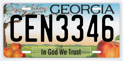 GA license plate CEN3346