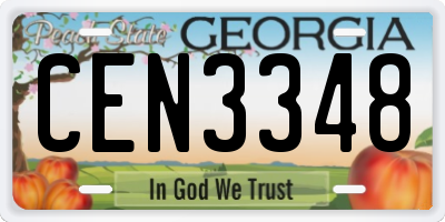 GA license plate CEN3348
