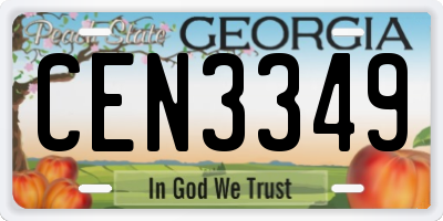 GA license plate CEN3349