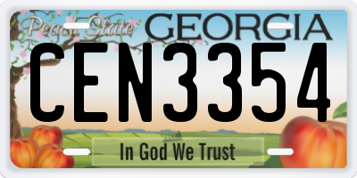 GA license plate CEN3354