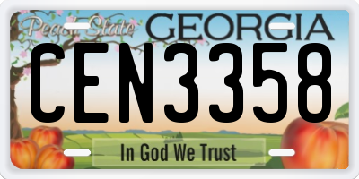 GA license plate CEN3358