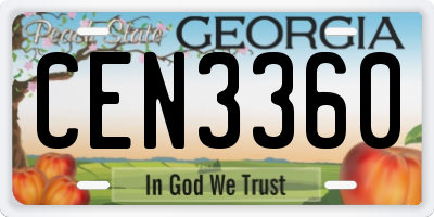 GA license plate CEN3360