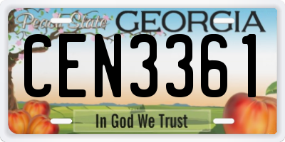 GA license plate CEN3361