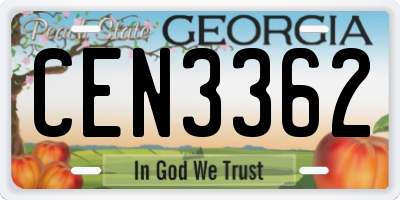 GA license plate CEN3362