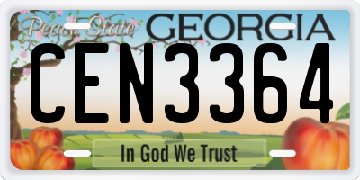 GA license plate CEN3364