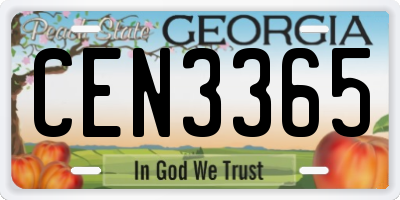 GA license plate CEN3365