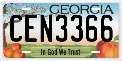 GA license plate CEN3366
