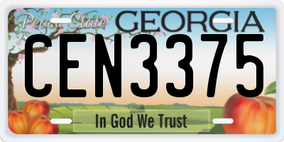 GA license plate CEN3375