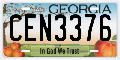 GA license plate CEN3376