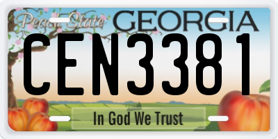 GA license plate CEN3381
