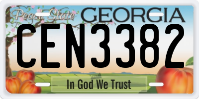 GA license plate CEN3382