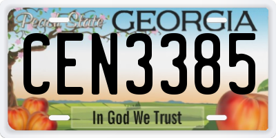 GA license plate CEN3385