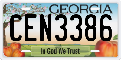 GA license plate CEN3386