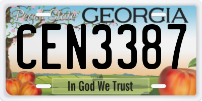 GA license plate CEN3387