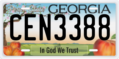 GA license plate CEN3388