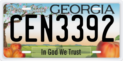 GA license plate CEN3392