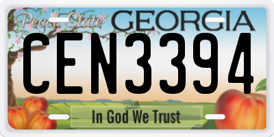 GA license plate CEN3394