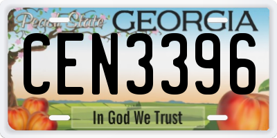 GA license plate CEN3396