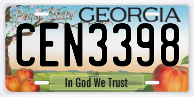 GA license plate CEN3398