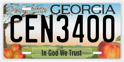 GA license plate CEN3400