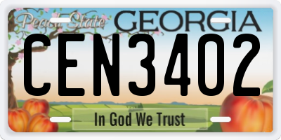 GA license plate CEN3402