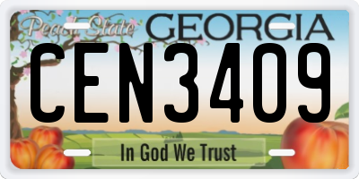 GA license plate CEN3409