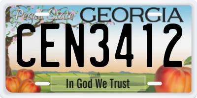 GA license plate CEN3412