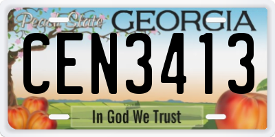 GA license plate CEN3413