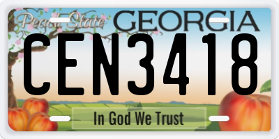 GA license plate CEN3418