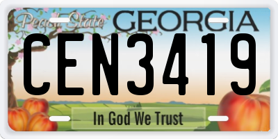 GA license plate CEN3419