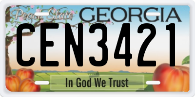 GA license plate CEN3421