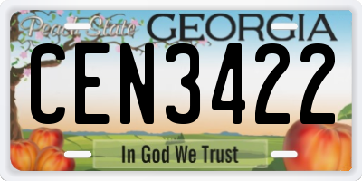 GA license plate CEN3422