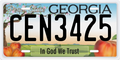 GA license plate CEN3425