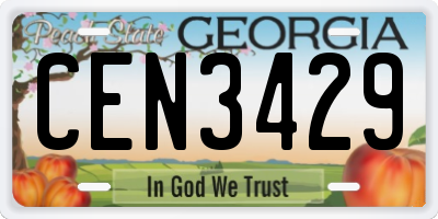 GA license plate CEN3429