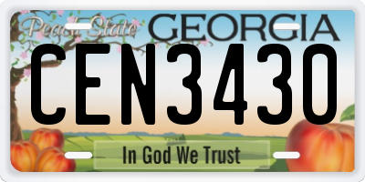 GA license plate CEN3430