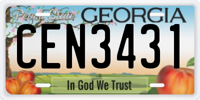 GA license plate CEN3431